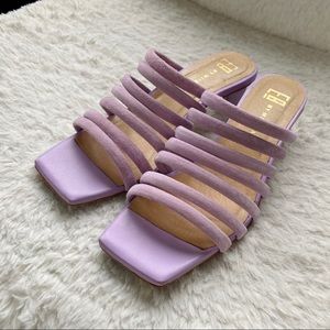 Miista Alejandra Lilac suede mid heel sandles